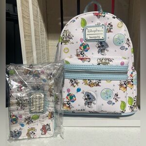 Disney’s Mickey & Minnie Runaway Railroad Loungefly mini backpack & wallet. NWT